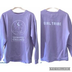 Graphic Sweatshirt Lilac Purple Serious Dreamer Lg